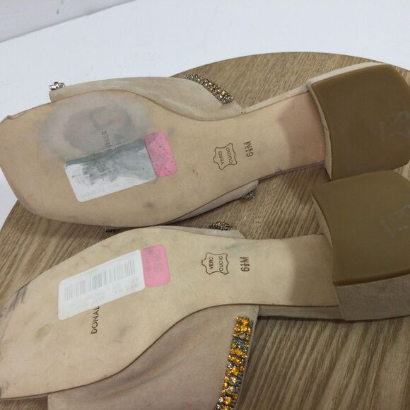 Donald Pliner Womens Rhinestone Mules Sandals Cream Size 6.5M US - Picture 9 of 11